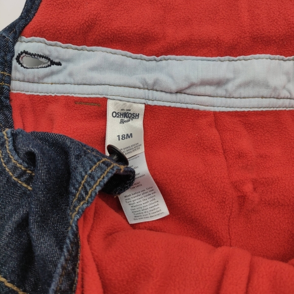 Fleece-lined OshKosh B'gosh  Toddler Denim Overalls 18mo - Picture 2 of 8